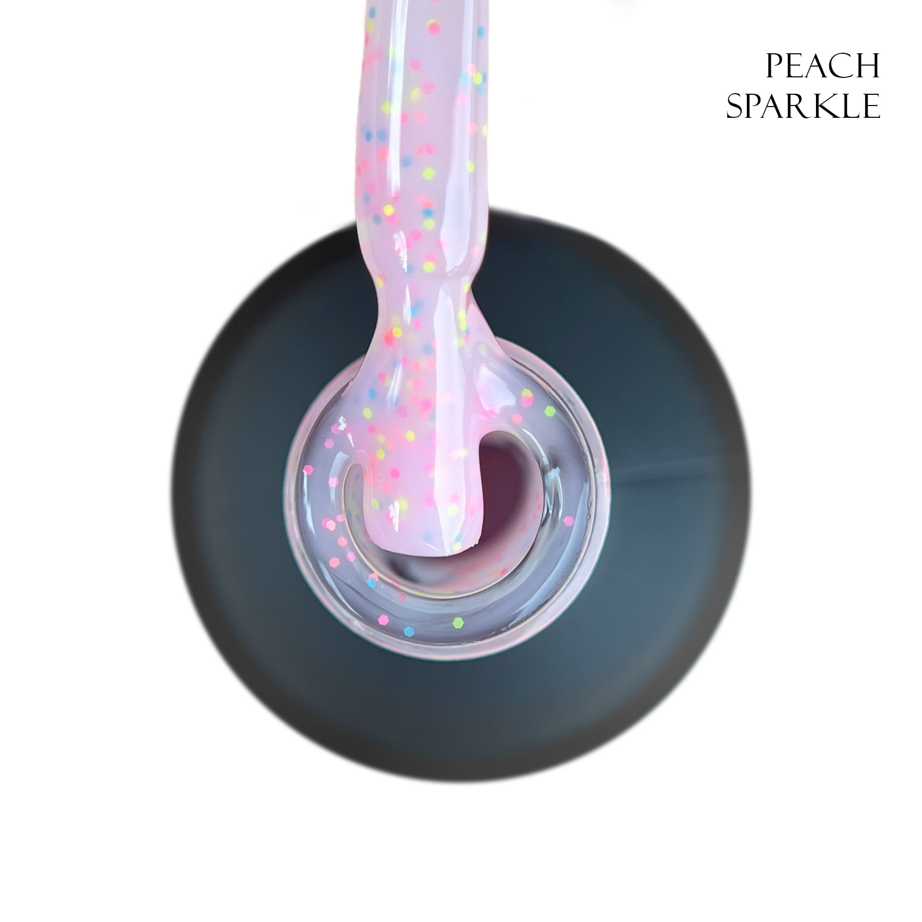 База для гель-лаку GLOSS Yogurt Base Peach Sparkle, 15 мл (світло-рожевий з кольоровим конфетті)